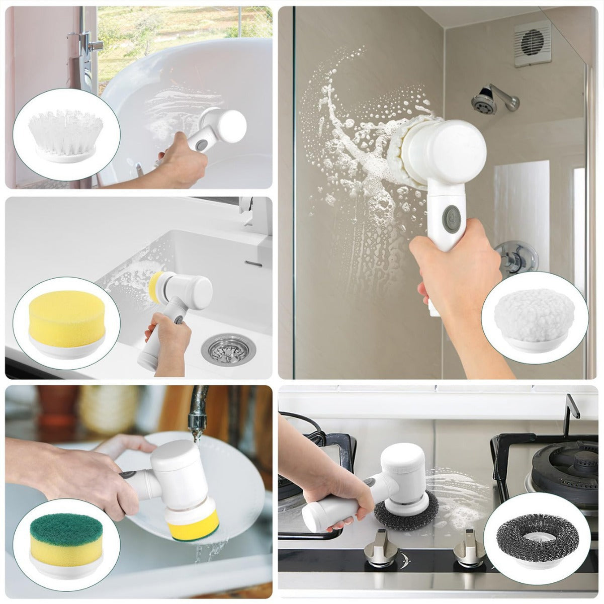 5-in-1 Cordless Electric Cleaning Brush — Rechargeable Power Scrubber
