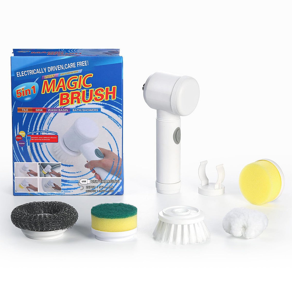 5-in-1 Cordless Electric Cleaning Brush — Rechargeable Power Scrubber